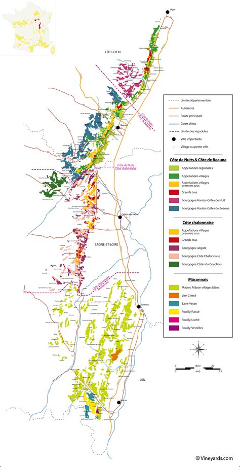 Burgundy Map Of Vineyards Wine Regions