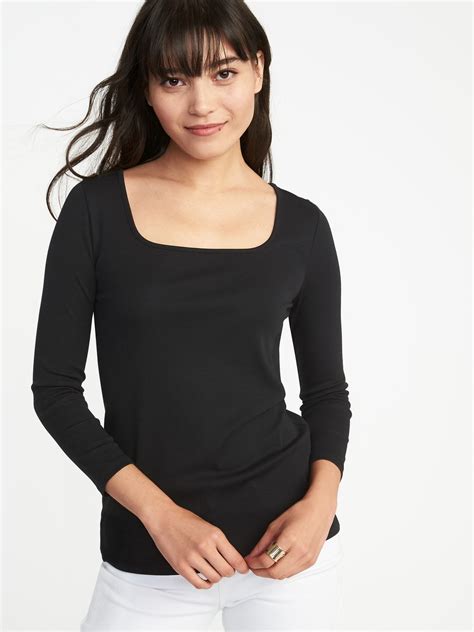 Slim Fit Square Neck Tee For Women Old Navy Tees For Women Women Nice Dresses