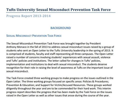 sexual misconduct prevention progress report office of the president