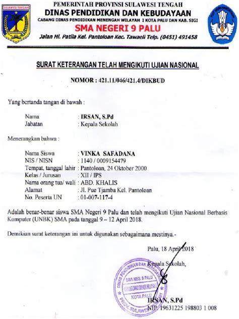 Yuk Simak 15 Contoh Surat Keterangan Mengikuti Ujian Sekolah Surat