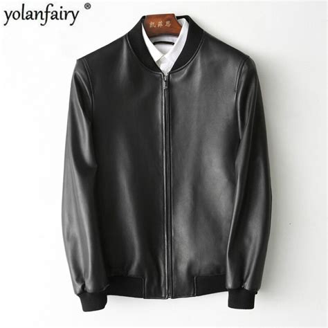 Yolanfairy 100 Real Leather Jacket Men Geniune Sheepskin Leather Coat Jacket Spring Autumn