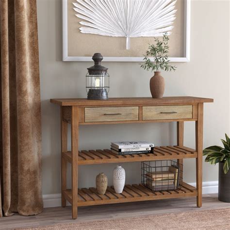 Rustic Solid Wood Console Table With Drawers Farmhouse Etsy
