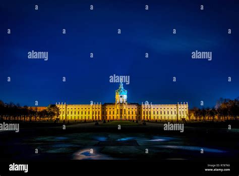 Nightshot Of Schloss Charlottenburg Palace In Berlin Germany Stock