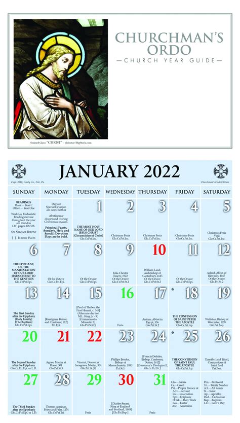 2022 Churchmans Ordo Kalendar