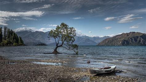 Water Nature Boat Mountains Lake Wanaka New Zealand Wallpapers Hd