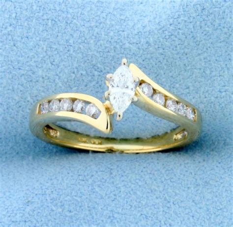 12ct Tw Marquise And Round Diamond Bypass Ring In 14k Yellow Gold