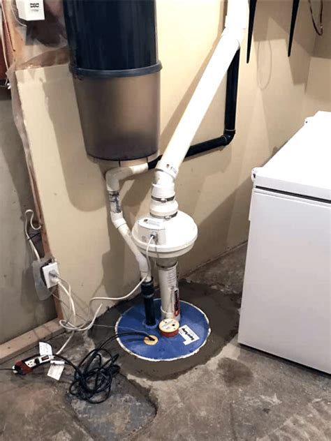 Basement Waterproofing Sump Pump And Radon Mitigation Installed In