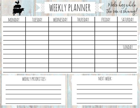 7 Day Calendar Template Printable Calendar Inspiration Weekly Planner