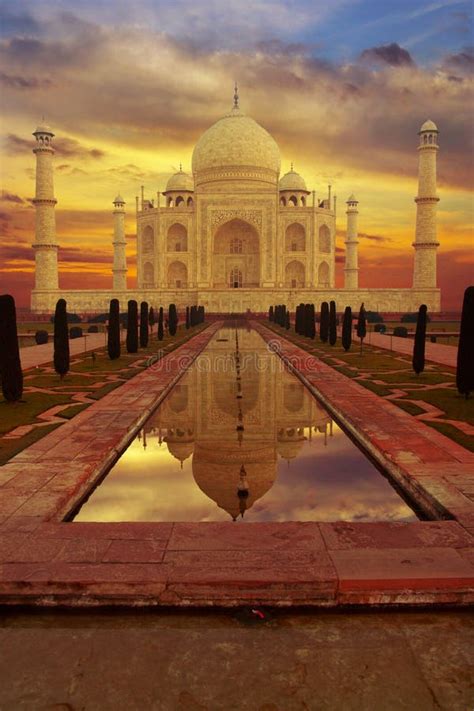 Sunset On The Taj Mahal Mausoleum In The City Of Agra Stock Image