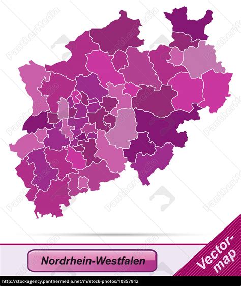 Karte Von Nordrhein Westfalen Mit Grenzen In Violett Stockfoto