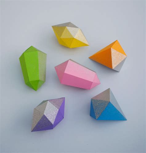 paper gems   fold  origami gem papercraft  origami  cut
