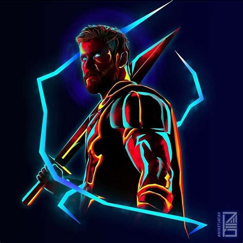Thormarvel Neon Potraits Painting Con Imágenes Marvel Cómics
