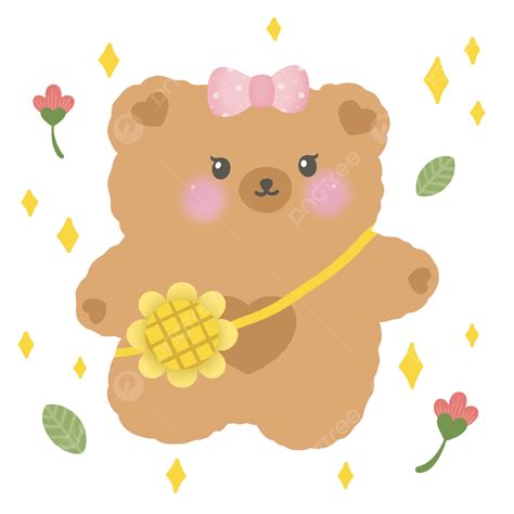 Korean Bear Stickers Png Image Cute Cartoon Korean Bear Sticker Cute