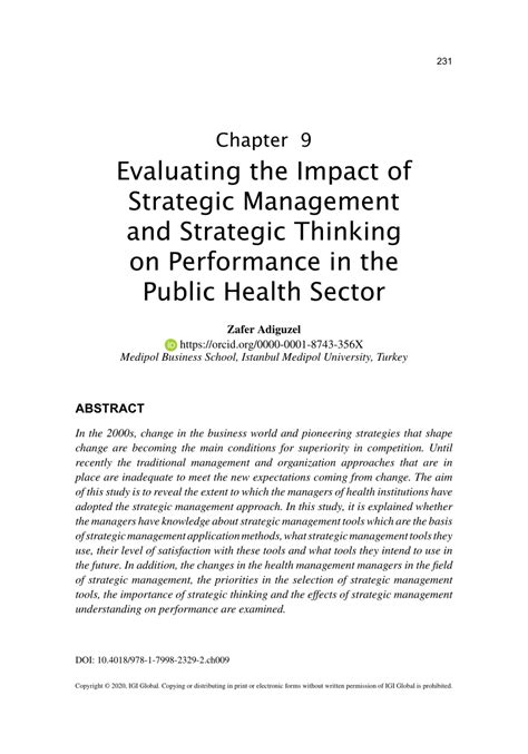 Pdf Evaluating The Impact Of Strategic Management And Strategic