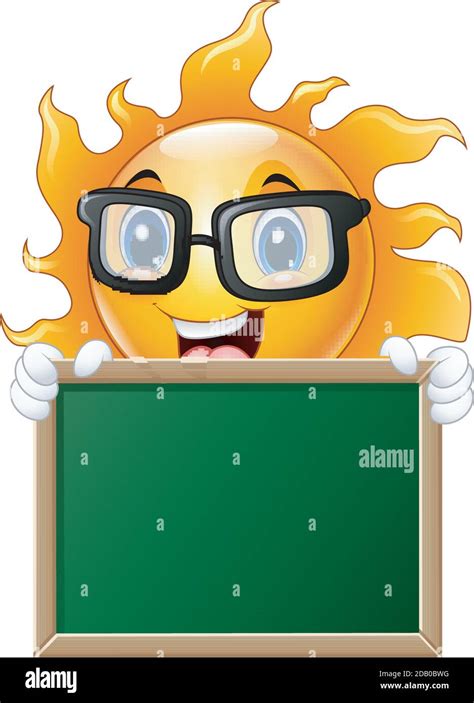 Cartoon Sun Character Holding A Chalkboard Stock Vector Image And Art Alamy