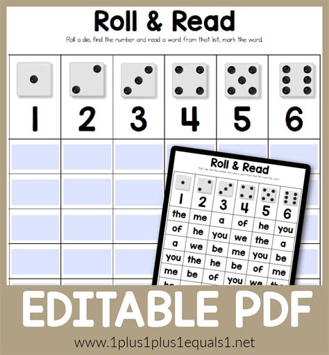 Roll Find Read Squish Fun Word Review Game With Editable Pdf
