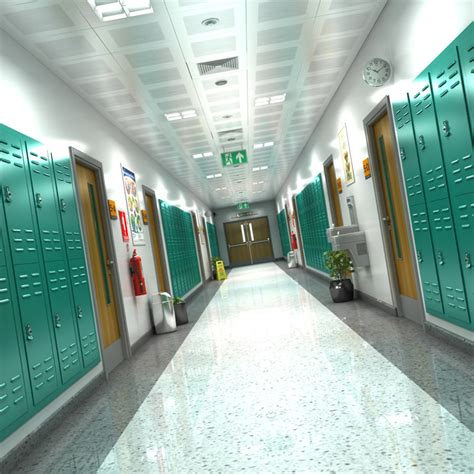 School Hallway 3d Model Turbosquid 1339211