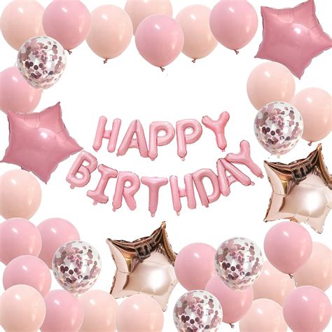 Amazon Com Happy Birthday Balloons Pastel Pink Baby Girl Birthday