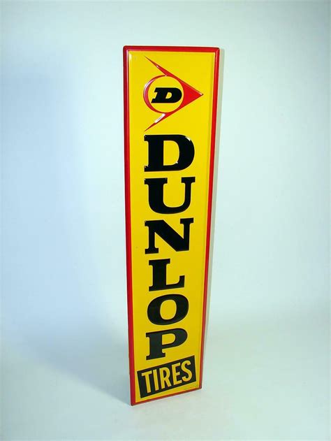 Nos 1964 Dunlop Tires Vertical Self Framed Tin Embossed Ga