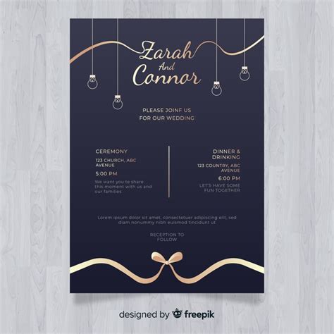 Free Vector Beautiful And Elegant Wedding Invitation
