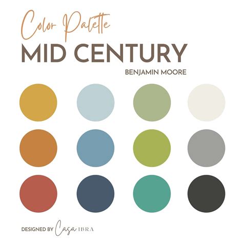 Mid Century Modern Color Palette Benjamin Moore Interior Etsy
