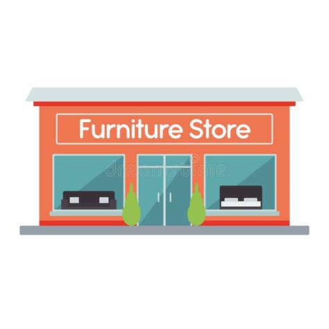 Isolated Front View Furniture Store Building Vector Stock Vector