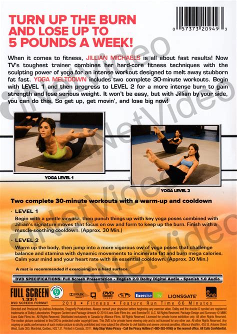 Jillian Michaels Yoga Meltdown Levels 1 An New Dvd 31398120193 Ebay