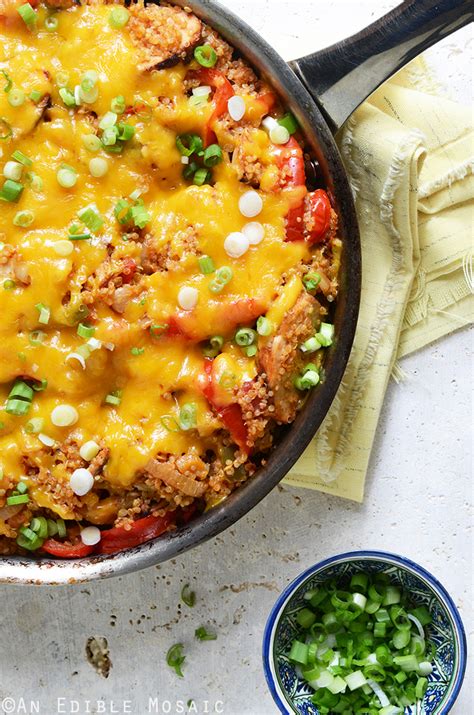 A chicken dinner can be baked, stuffed, roasted, or served in a soup or sandwich. 20-Minute Chicken Fajita Quinoa Dinner Skillet