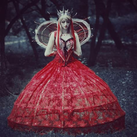 red queen alice in wonderland queen of hearts costume for cosplay halloween or ball masquerade