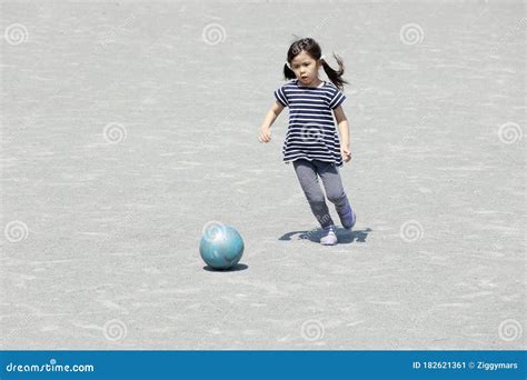 Japanese Girl Dribbling Soccer Ball Stock Image Image Of Person