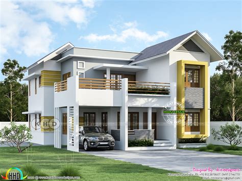 2637 Sq Ft 4 Bhk Mixed Roof House Plan Kerala Home Design And Floor