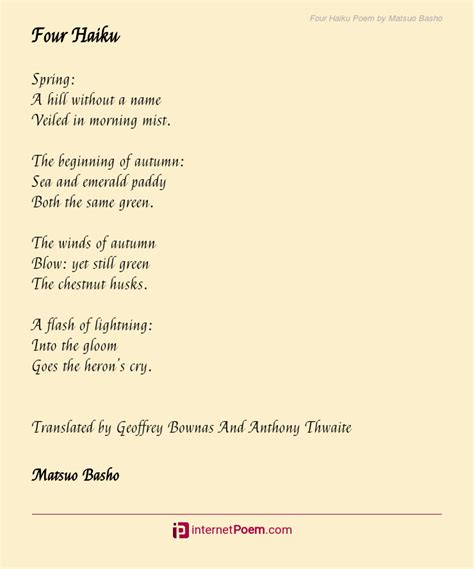 Four Haiku Poem By Matsuo Basho