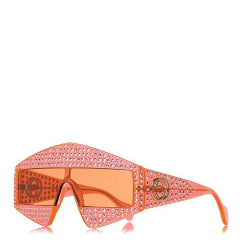 gucci crystal rectangular frame sunglasses gg0357s orange 352831 fashionphile