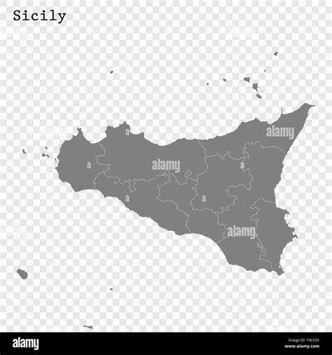 High Quality Map Of Sicily Is A State Of Italy With Borders Of The