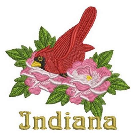 Indiana Bird And Flower Embroidery Designs Machine