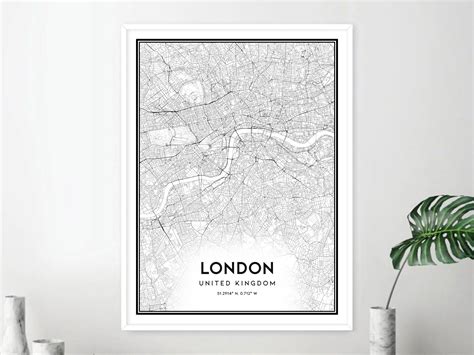 London Map Print London Map Poster Wall Art London City Map Etsy Uk