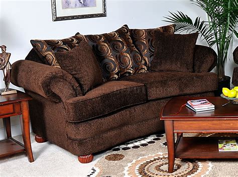 Dark Brown Baring Rust Fabric Contemporary Sofa And Loveseat Set