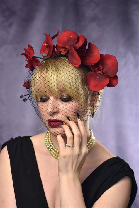red orchid headpiece red orchid headband red flower crown etsy uk