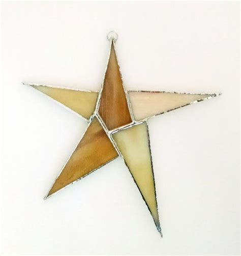 Stained Glass Star Suncatcher Star Ornament Yellow Glass Etsy Glass