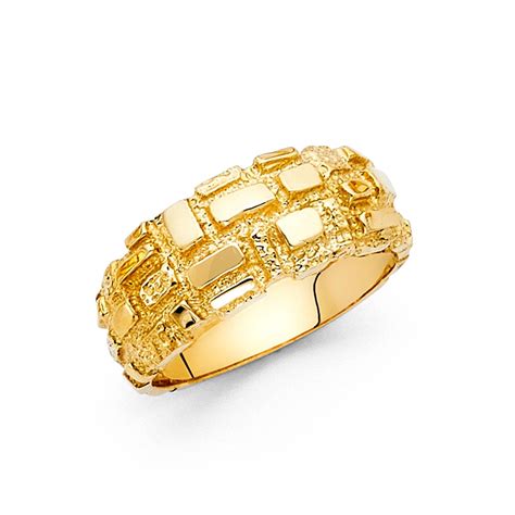 Wellingsale Mens Solid 14k Yellow Gold Polished Heavy Nugget Ring