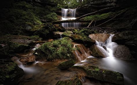 Hd Wallpaper Autumn Forest Rocks Stones Stream Waterfall Timelapse