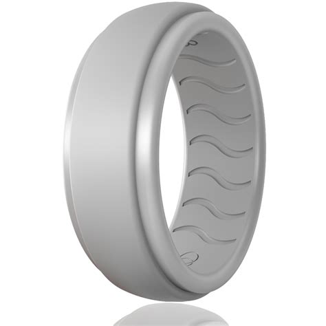 Silicone Wedding Ring For Men Light Gray Dookeh Rings