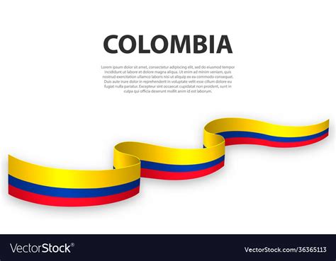 Waving Ribbon Or Banner With Flag Colombia Vector Image