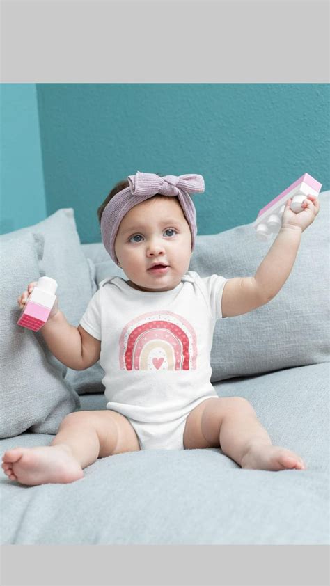 Baby Girl Onesie With A Boho Rainbow With Shades Of Pink T Baby