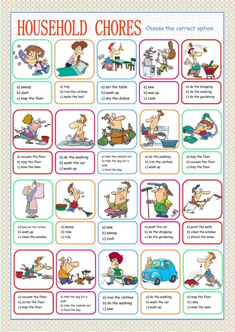 Household Chores Multiple Choice Interactive Worksheet Feelings And