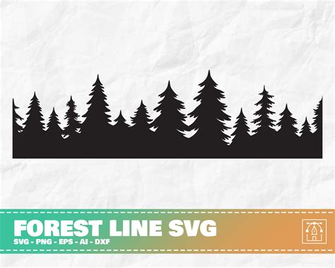 Tree Silhouette Svg Tree Line Svg Tree Svg Treeline Svg Etsy In 2023