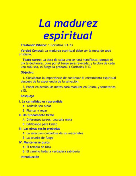 La Madurez Espiritual