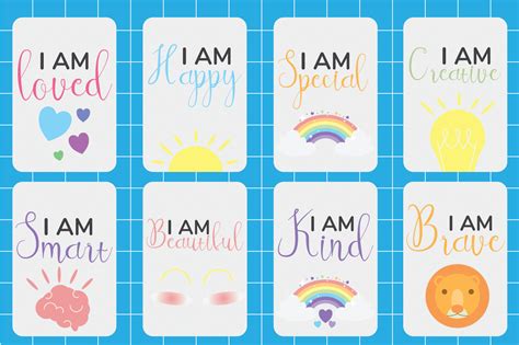 Printable Affirmation Cards For Kids Gráfico Por Kids Zone · Creative