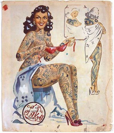 1953 mexican circus poster for the tattooed lady circustattoos vintagetattoos tattoohistory