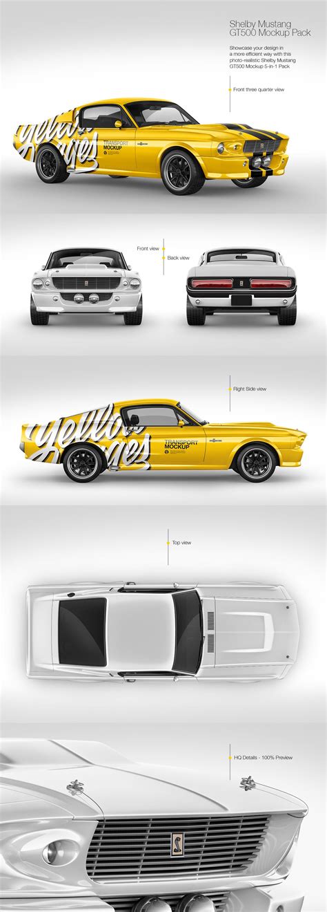 1967 Shelby Mustang Gt500 Mockup Pack In Vehicle Mockups On Yellow